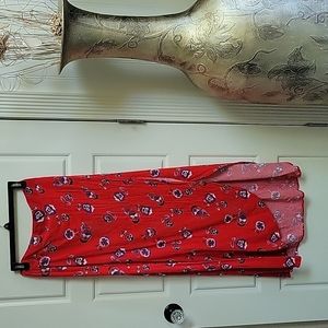 Red floral wrap skirt
